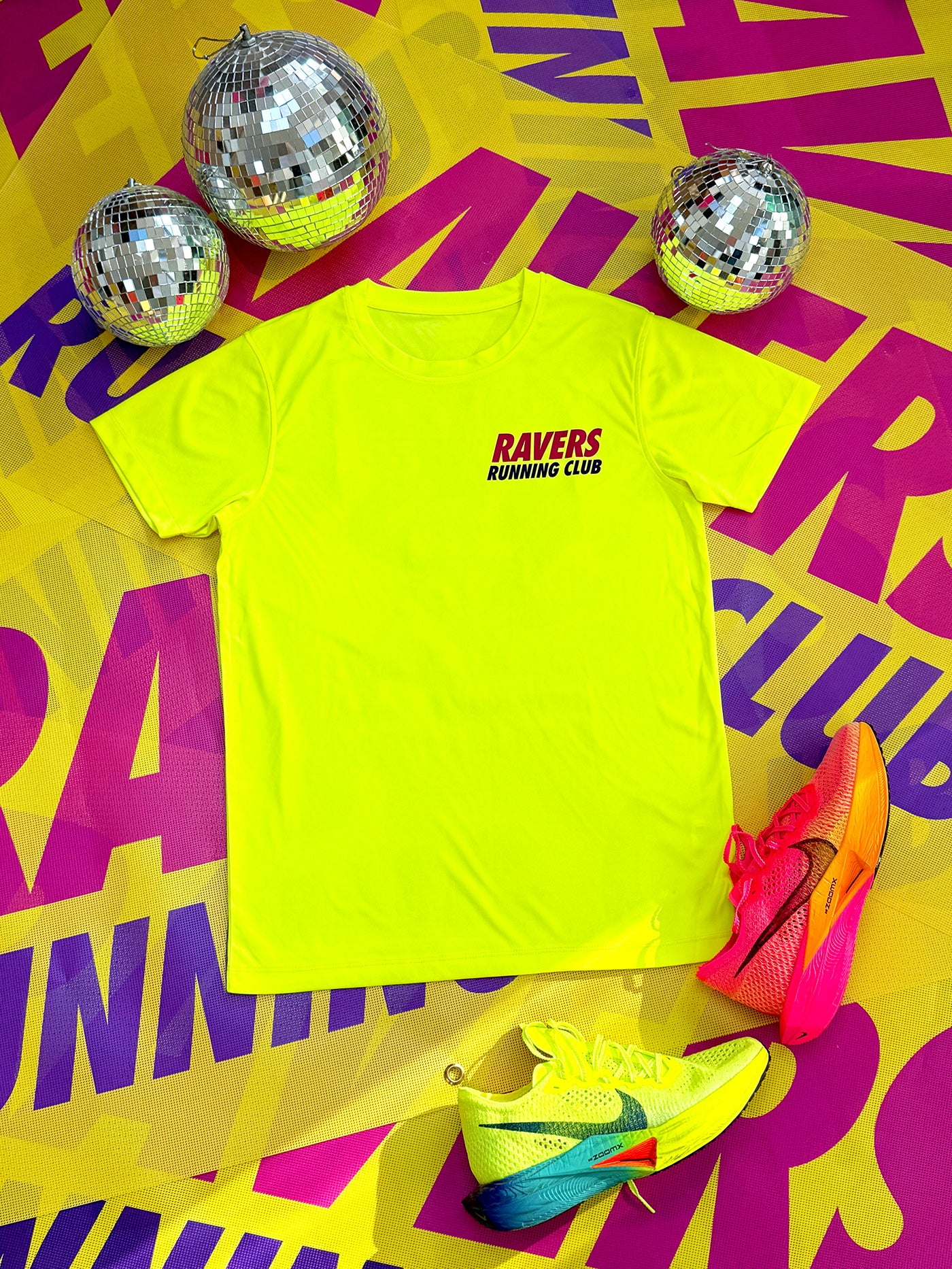 Neon Yellow Disco Ball Sports T Shirt