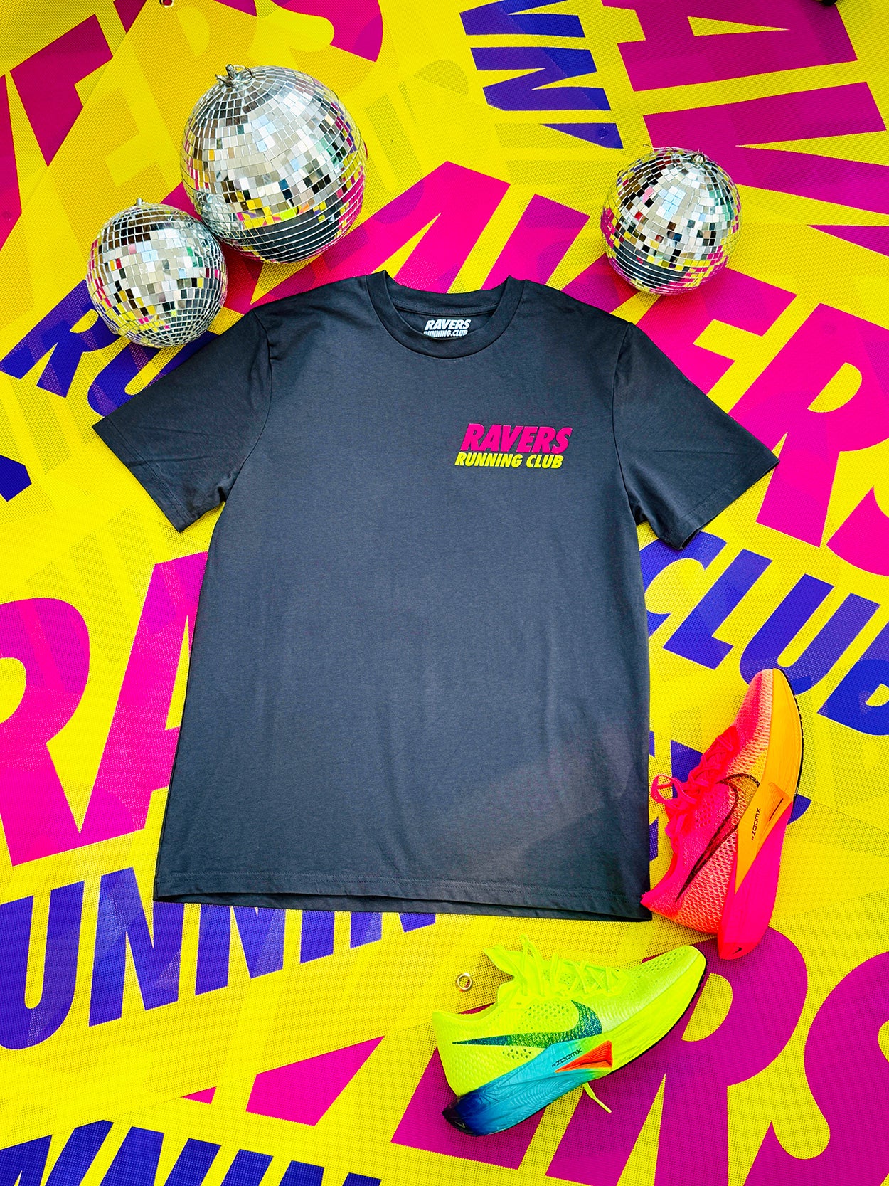 Anthracite Disco Ball Raving T Shirt (Unisex)