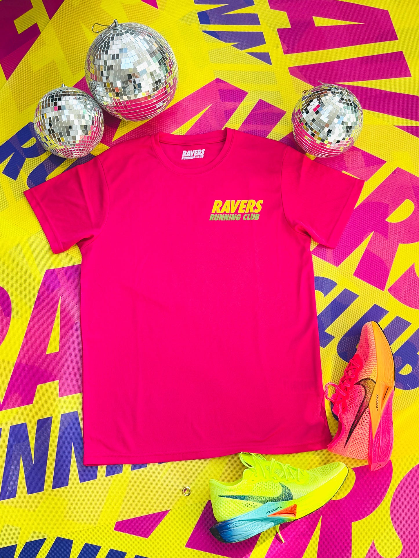 Hot Pink Disco Ball Sports T Shirt (Unisex)