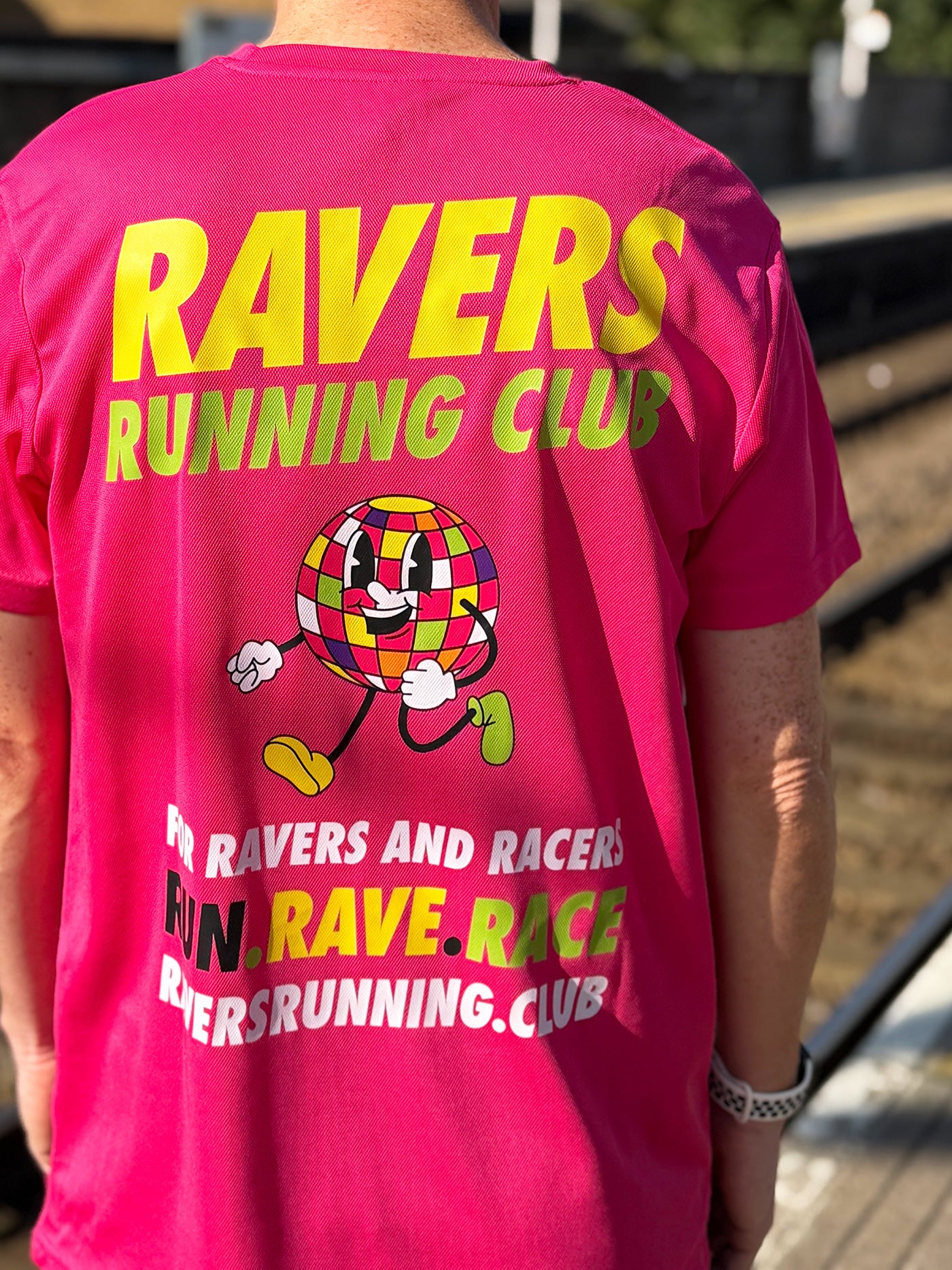 Hot Pink Disco Ball Sports T Shirt (Unisex)