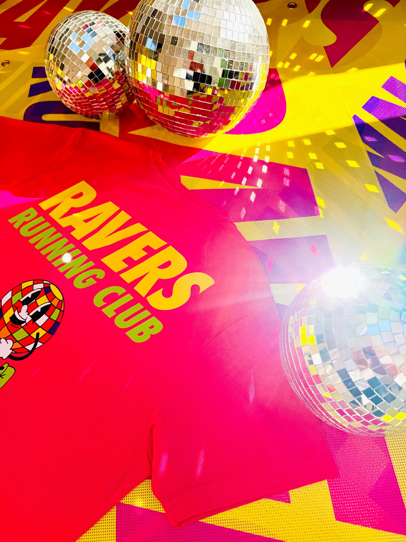 Hot Pink Disco Ball Sports T Shirt (Unisex)