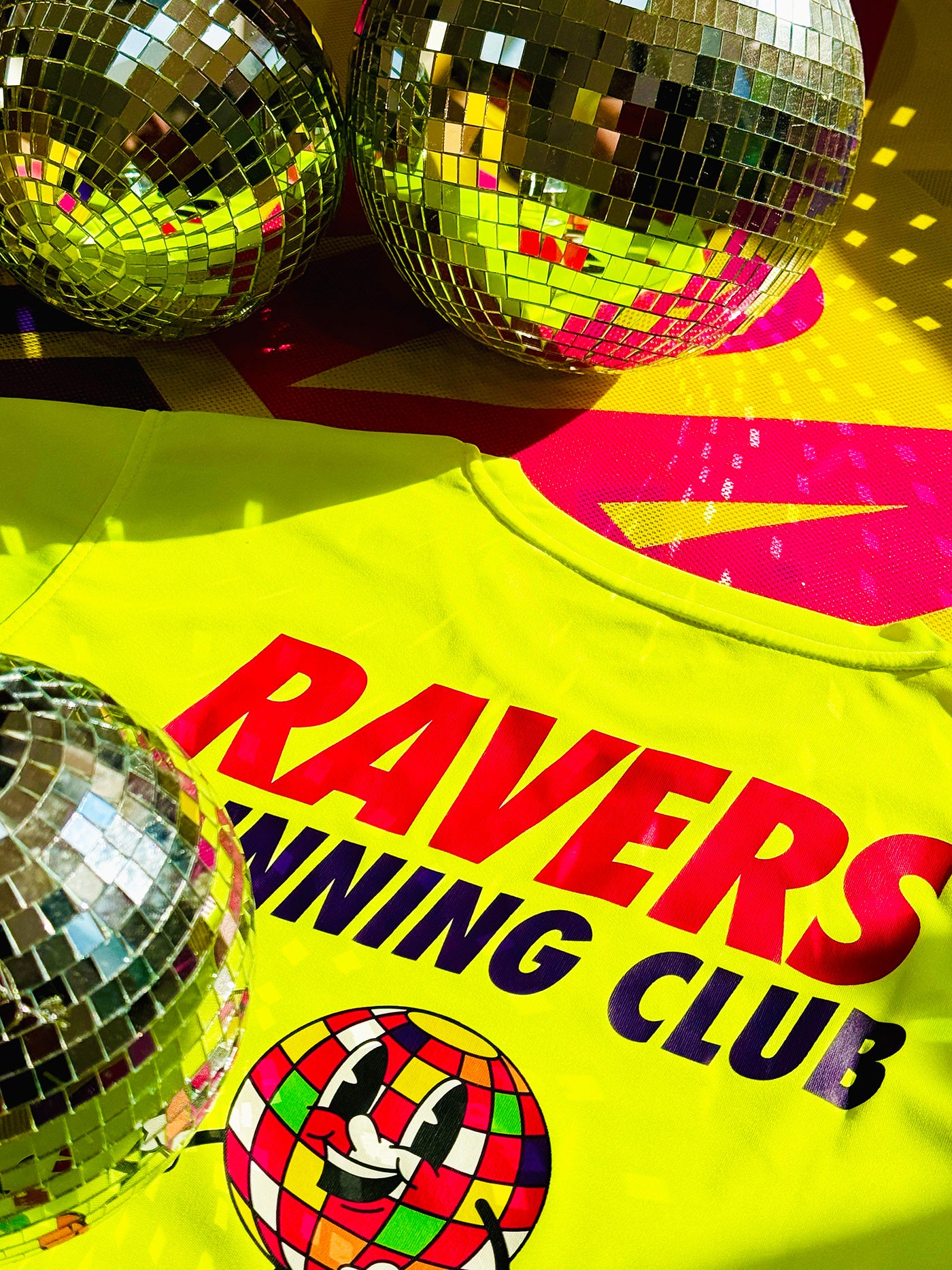 Neon Yellow Disco Ball Sports T Shirt