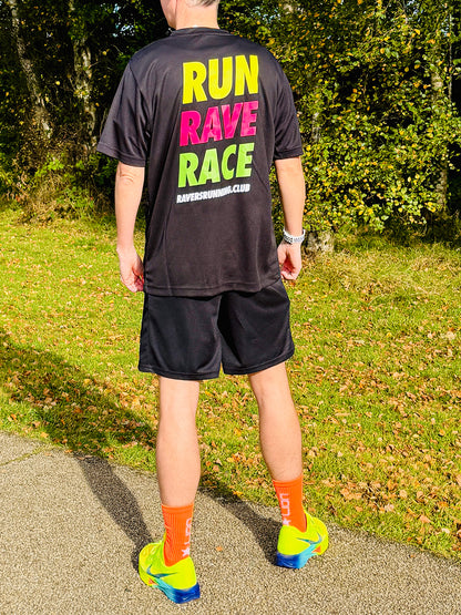 Black Run Rave Race Sports T Shirt (Unisex)