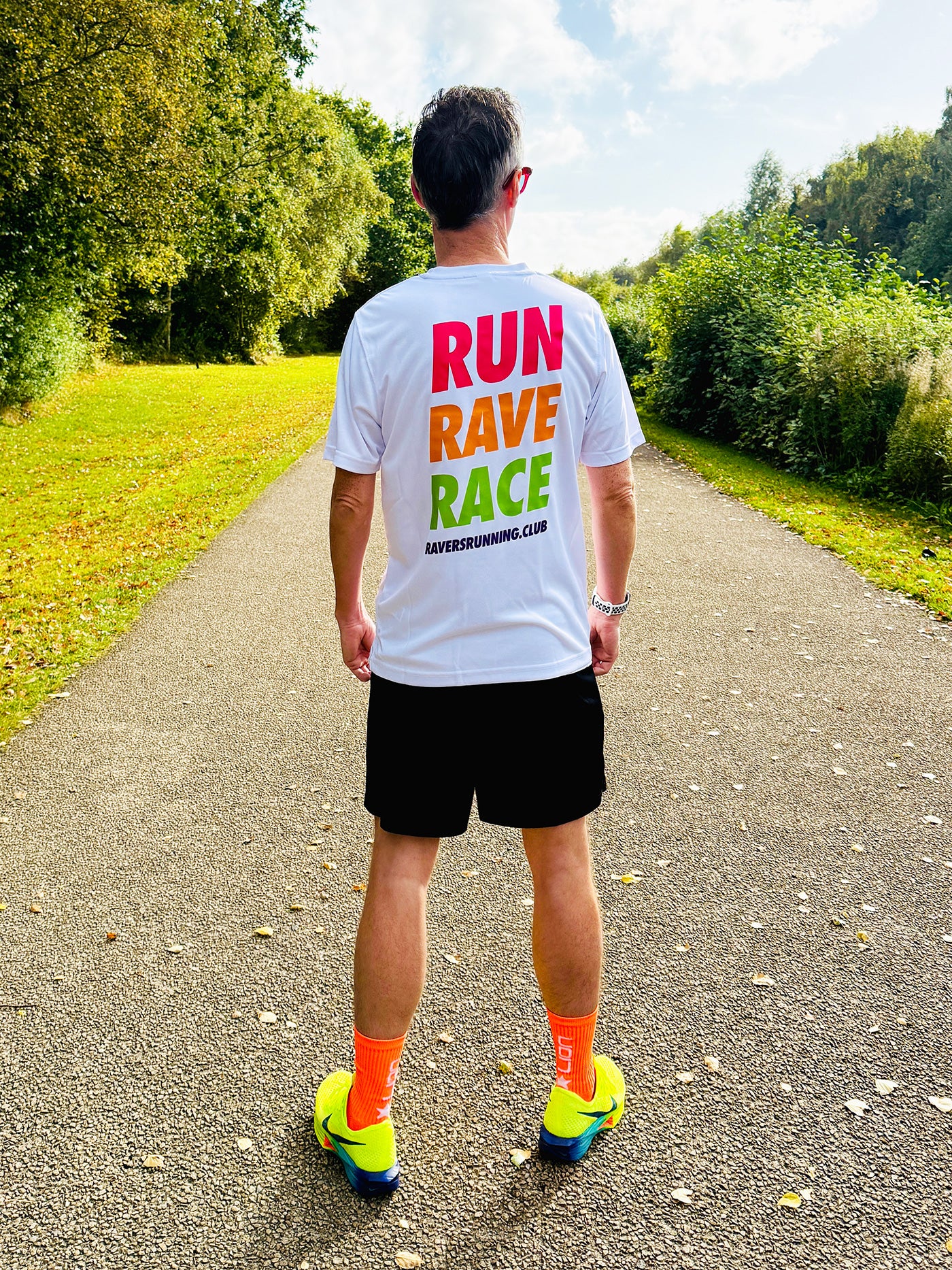 White Run Rave Race Sports T Shirt (Unisex)
