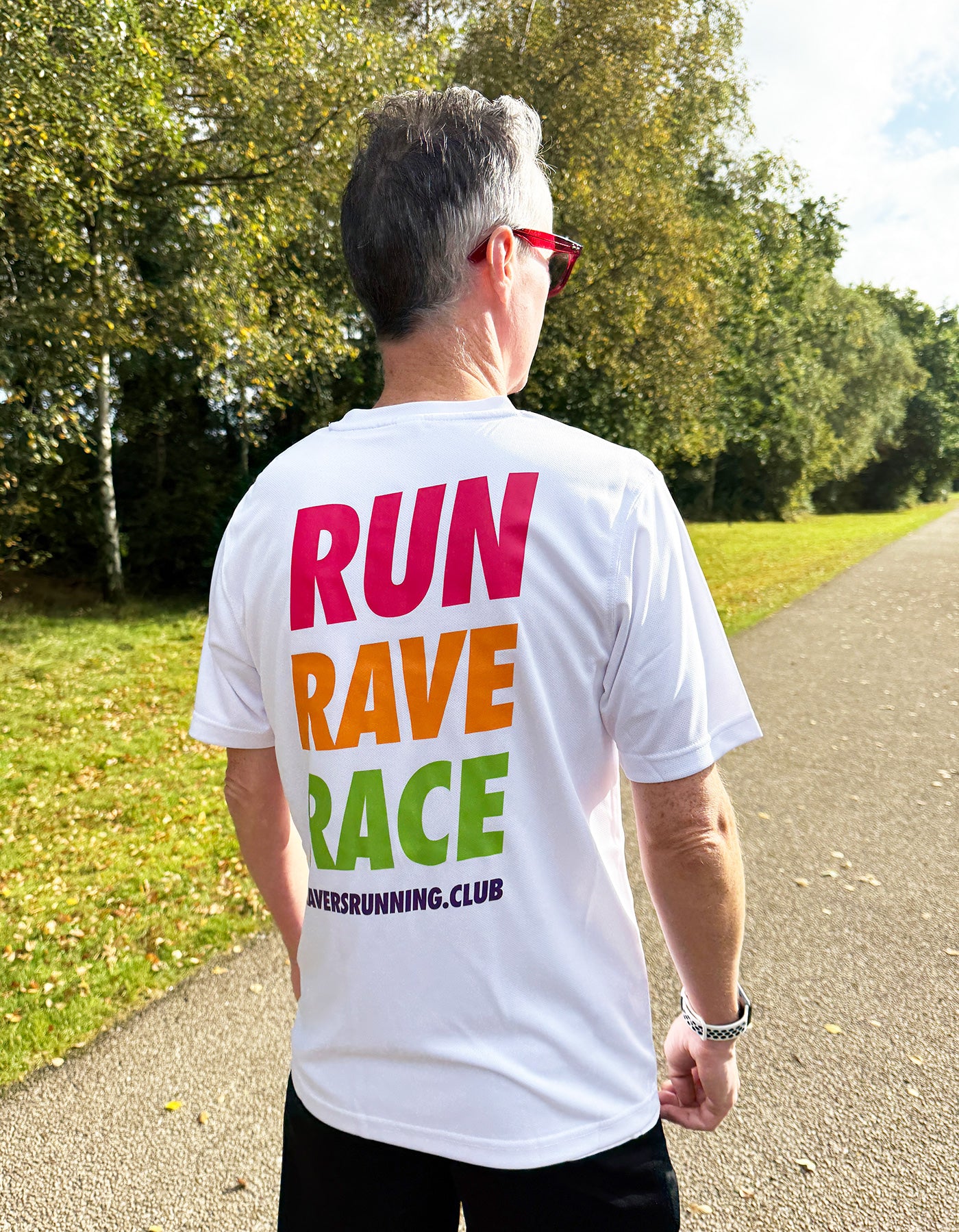 White Run Rave Race Sports T Shirt (Unisex)