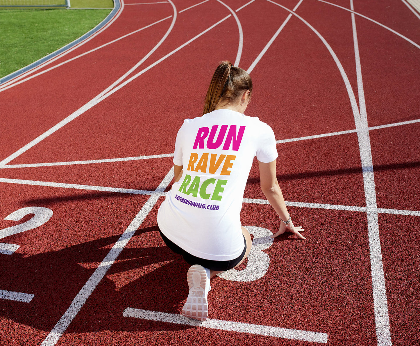 White Run Rave Race Sports T Shirt (Unisex)