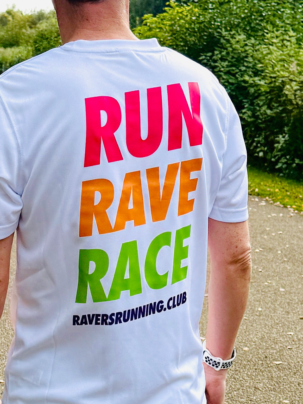 White Run Rave Race Sports T Shirt (Unisex)